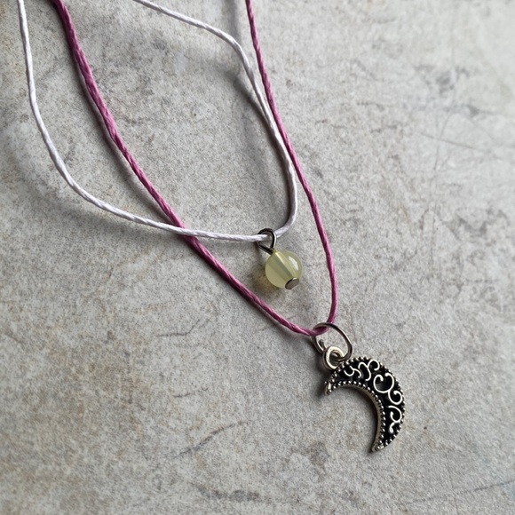 Lot of 2 Hemp Chokers - Moon & Green Bead - Picture 2 of 6